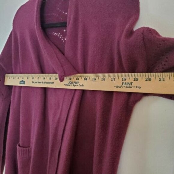 Lucky Brand Cardigan Sweater Medium Burgundy Red Waterfall Boho Cozy Casual - Picture 10 of 11